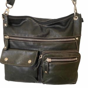 Fossil Sutter Black Leather Crossbody Bag